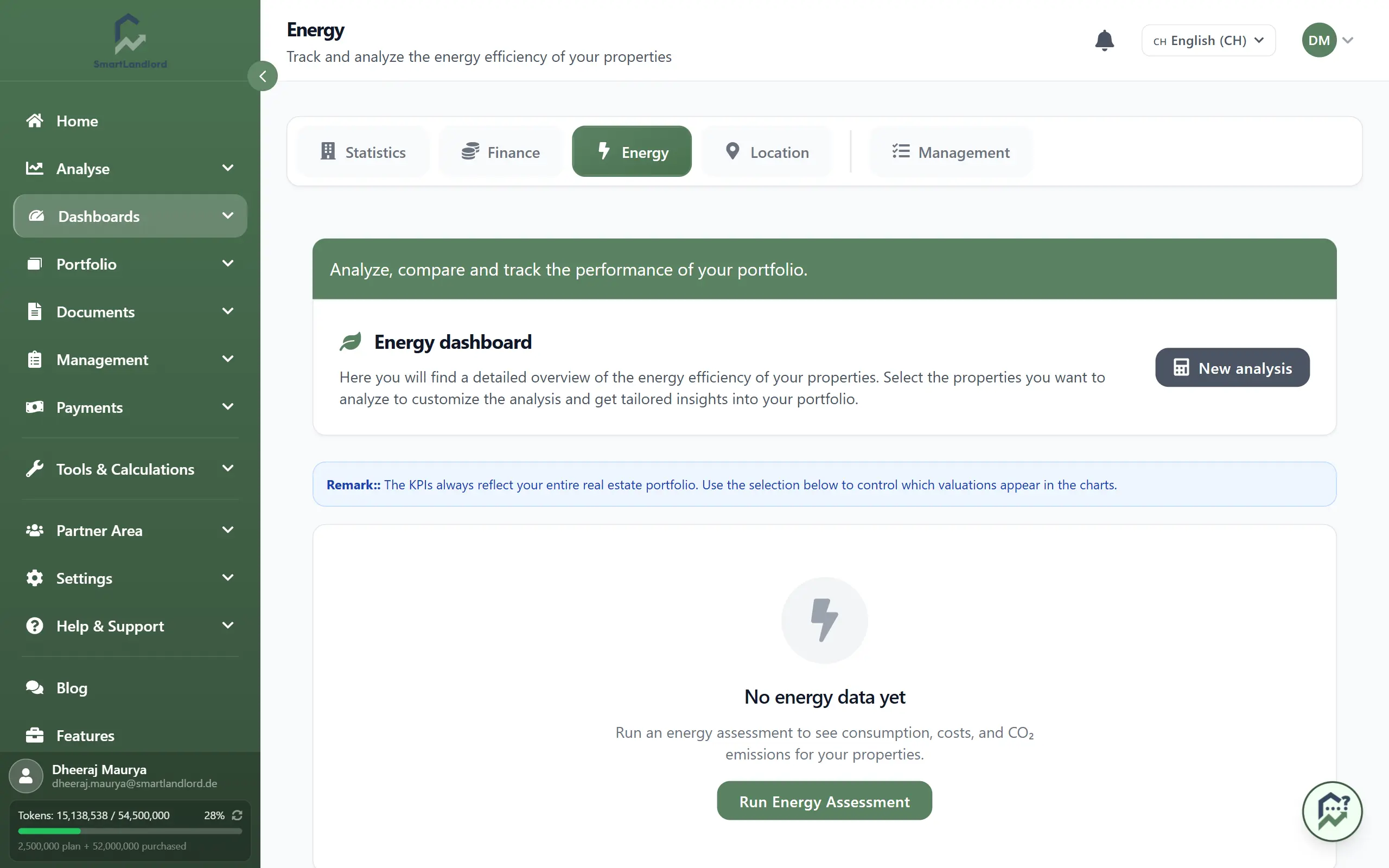 Energie-Dashboard Übersicht