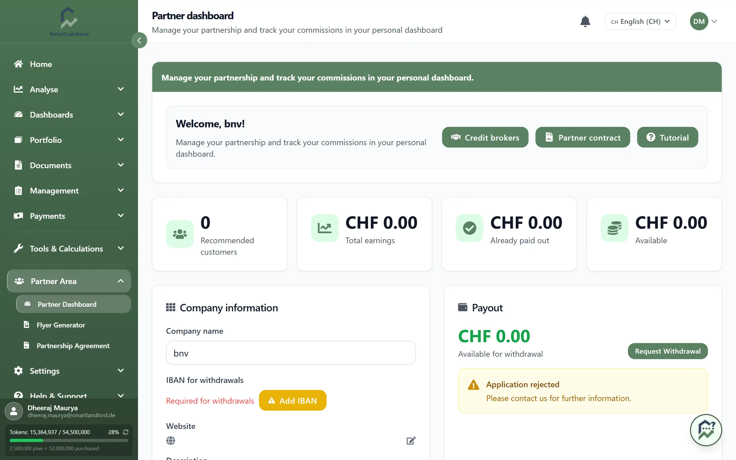 Übersicht Partner-Dashboard